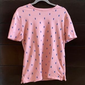 Zara Men Small Pink T-Shirt with Pineapples